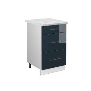 Køkkenskab Fame-Line Mørkeblå højglans 50 cm , AP Marble Vicco