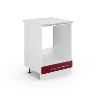 Komfurindbygningsskab Fame-Line Bordeaux rød højglans 60 cm , BP Marmor Vicco