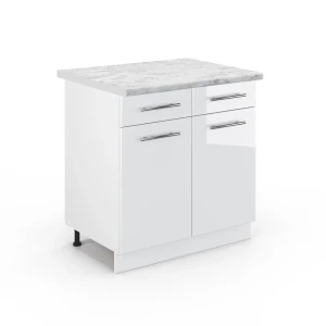 Køkkenskab Fame-Line Hvid højglans 80 cm , BP Marmor Vicco