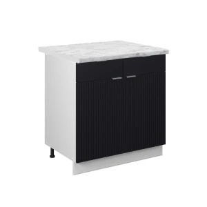Køkkenskab Fame-Line Sort stribet 80 cm , BP Marmor Vicco