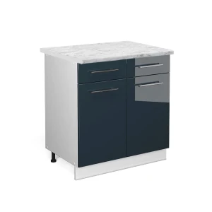 Szafka dolna do kuchni Fame-Line Ciemnoniebieski wysoki połysk 80 cm , BP Marmur Vicco