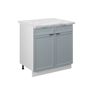 Küchenunterschrank Fame-Line Hellblau-grau 80 cm , AP Marmor Vicco