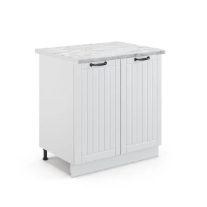 Mobile lavello cucina Fame-Line Bianco rustico 80 cm, Piano di lavoro Marmo Vicco