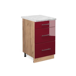 Køkkenskab Fame-Line Bordeaux rød højglans 50 cm , BP Marmor Vicco