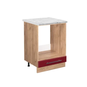 Komfurindbygningsskab Fame-Line Bordeaux rød højglans 60 cm , BP Marmor Vicco
