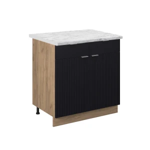 Køkkenskab Fame-Line Sort stribet 80 cm , BP Marmor Vicco