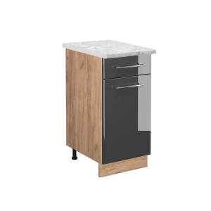 Küchenunterschrank Fame-Line Anthrazit Hochglanz 40 cm , AP Marmor Vicco