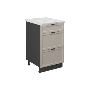 Küchenunterschrank Fame-Line GrauBeige/Anthrazit 50 cm, AP Marmor Vicco