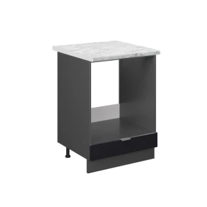 Komfurindbygningsskab Fame-Line Sort stribet 60 cm , BP Marmor Vicco