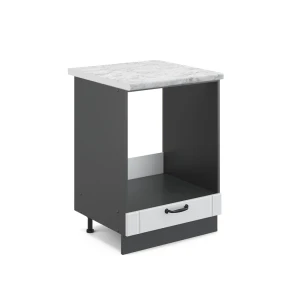 Komfurindbygningsskab Fame-Line Hvid landhus 60 cm , BP Marmor Vicco