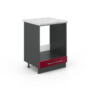 Komfurindbygningsskab Fame-Line Bordeaux rød højglans 60 cm , BP Marmor Vicco