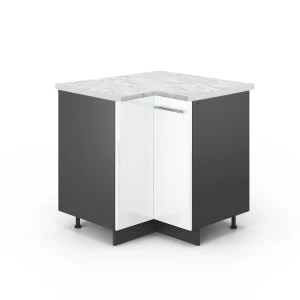 Hjørneskab Fame-Line Hvid højglans 80.5 cm , BP Marmor Vicco