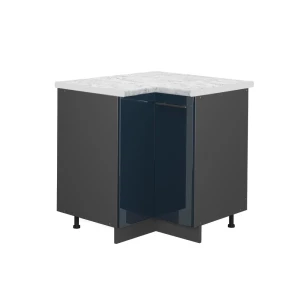 Meuble d'angle Fame-Line Bleu foncé brillant 80.5cm , PT Marbre Vicco
