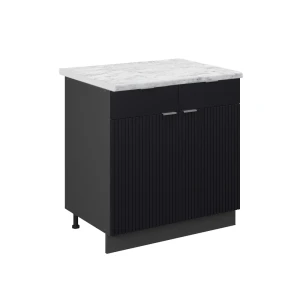 Køkkenskab Fame-Line Sort stribet 80 cm , BP Marmor Vicco