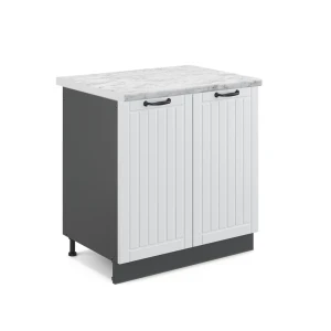 Armário baixo para pia Fame-Line Casa de campo branca 80 cm , Mármore AP Vicco