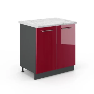 Vaskeskab Fame-Line Bordeaux rød højglans 80 cm , BP Marmor Vicco