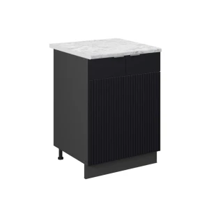 Køkkenskab Fame-Line Sort stribet 60 cm , BP Marmor Vicco