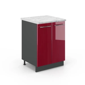 Køkkenskab Fame-Line Bordeaux rød højglans 60 cm , BP Marmor Vicco