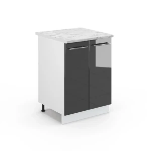Küchenunterschrank Fame-Line Anthrazit Hochglanz 60 cm , AP Marmor Vicco