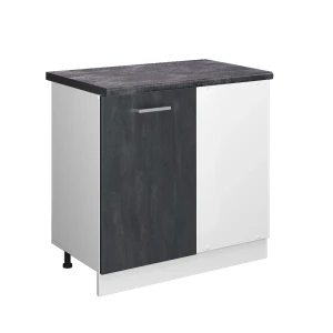 Eckunterschrank R-Line Schwarz Beton 86 cm AP Anthrazit Vicco