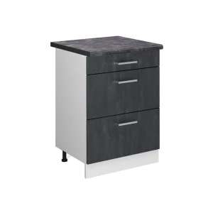 Küchenunterschrank R-Line Schwarz Beton 60 cm AP Anthrazit Vicco