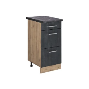 Küchenunterschrank R-Line Schwarz Beton 40 cm AP Anthrazit Vicco