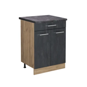 Küchenunterschrank R-Line Schwarz Beton 60 cm AP Anthrazit Vicco