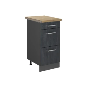 Küchenunterschrank R-Line Schwarz Beton 40 cm AP Eiche Vicco