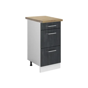 Mobiletto base per cucina R-Line Calce nera 40 cm Piano di lavoro Rovere Vicco