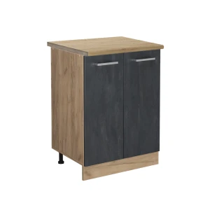 Küchenunterschrank R-Line Schwarz Beton 60 cm AP Eiche Vicco