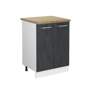 Küchenunterschrank R-Line Schwarz Beton 60 cm AP Eiche Vicco