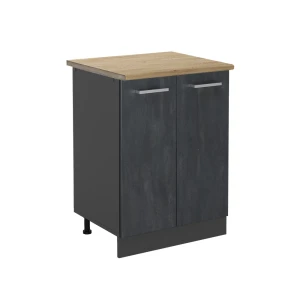 Meuble bas de cuisine R-Line Noir Béton/Anthracite 60cm PT Chêne Vicco