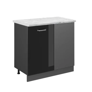 Hjørneskab R-Line Sort højglans 86 cm BP Marmor Vicco