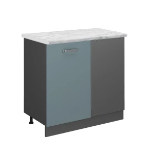 Eckunterschrank R-Line Blau-Grau 86 cm AP Marmor Vicco