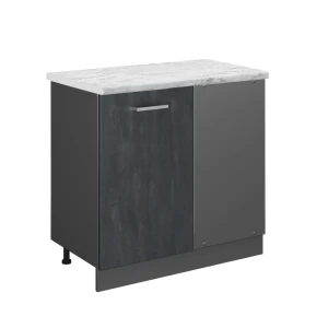 Eckunterschrank R-Line Schwarz Beton 86 cm AP Marmor Vicco