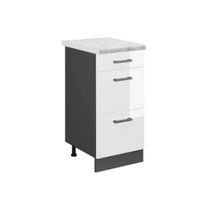 Køkkenskab R-Line Hvid højglans 40 cm BP Marmor Vicco