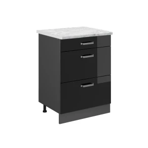 Køkkenskab R-Line Sort højglans 60 cm BP Marmor Vicco