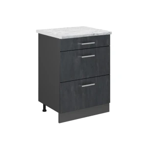 Armário baixo de cozinha R-Line Concreto preto 60 cm Mármore AP Vicco