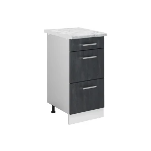 Küchenunterschrank R-Line Schwarz Beton 40 cm AP Marmor livinity®