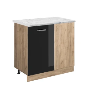 Hjørneskab R-Line Sort højglans 86 cm BP Marmor Vicco