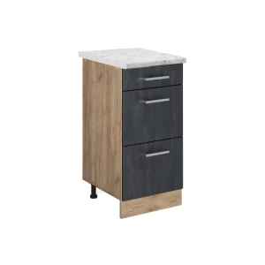 Küchenunterschrank R-Line Schwarz Beton 40 cm AP Marmor Vicco
