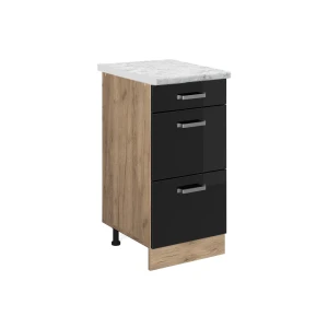 Køkkenskab R-Line Sort højglans 40 cm BP Marmor Vicco