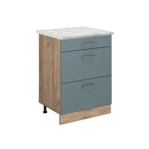 Køkkenskab R-Line Blågrå/Gold power oak 60 cm BP Marmor Vicco