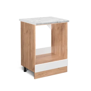 Komfurindbygningsskab R-Line Hvid højglans 60 cm BP Marmor Vicco
