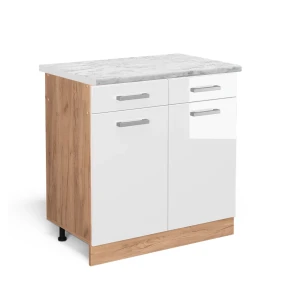 Køkkenskab R-Line Hvid højglans 80 cm BP Marmor Vicco