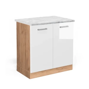 Vaskeskab R-Line Hvid højglans 80 cm BP Marmor Vicco