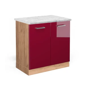 Vaskeskab R-Line Rød højglans 80 cm BP Marmor Vicco