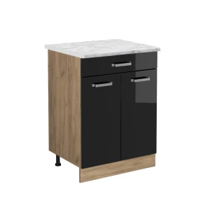 Køkkenskab R-Line Sort højglans 60 cm BP Marmor Vicco