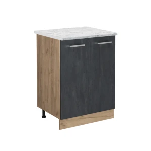 Küchenunterschrank R-Line Schwarz Beton 60 cm AP Marmor Vicco