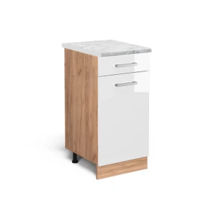 Køkkenskab R-Line Hvid højglans 40 cm BP Marmor Vicco